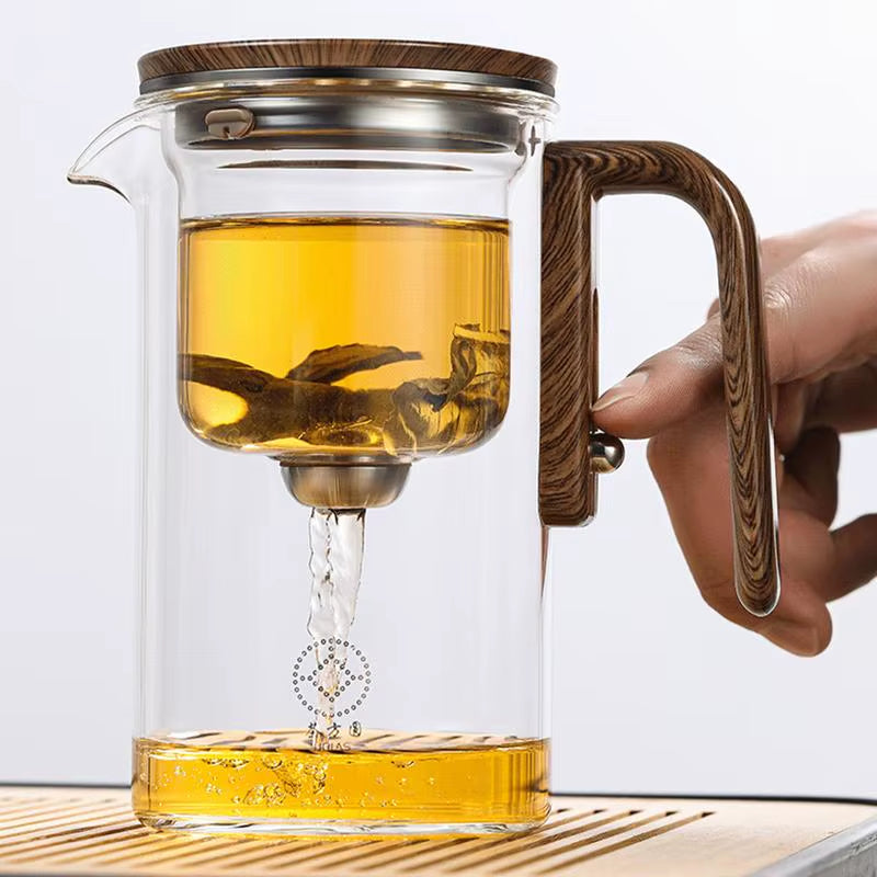 Water Separation Inner Container Teapot One Click Magnetic Switchtea Separation Filtration Glass Tea Pot Wood Handle Tea